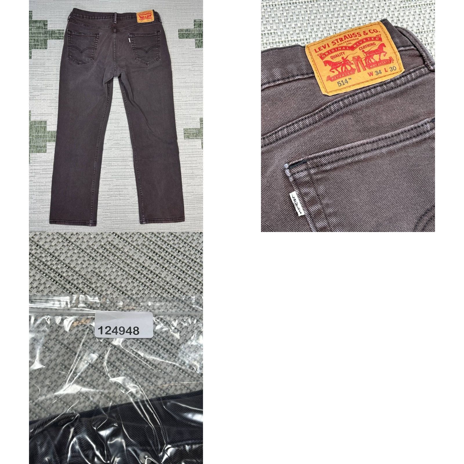Levi's Levi's 514 Jeans Mens 34 Brown Denim Straight Fit 34x28 Levi's 500 Series Jeans Mens Brown Denim Straight 34x28 Size US 34 / EU 50 - 9 Thumbnail