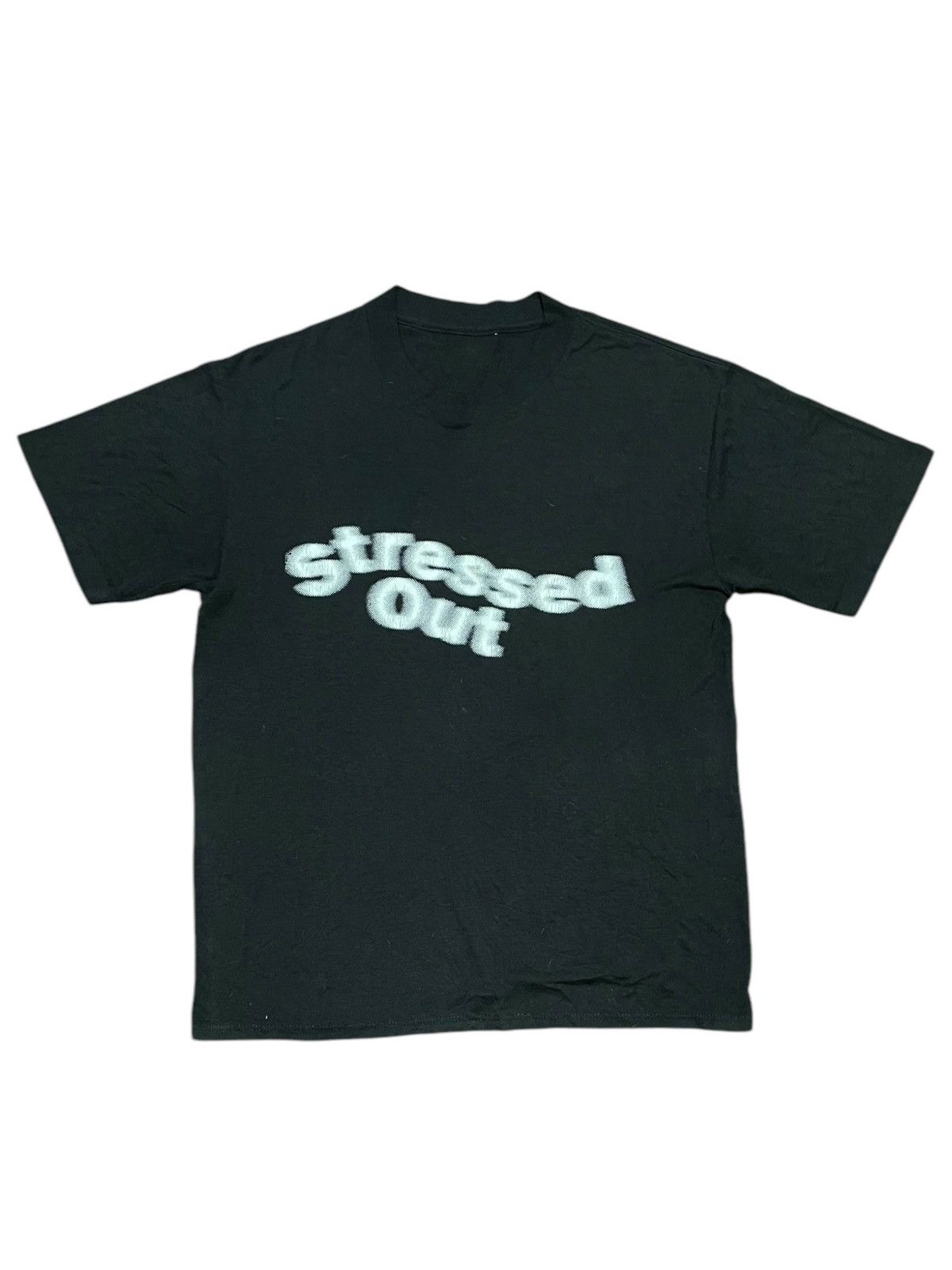 Vintage VTG 80s Stressed Out Spellout Paper Thin Single Stitch Tee Size US M / EU 48-50 / 2 - 1 Thumbnail