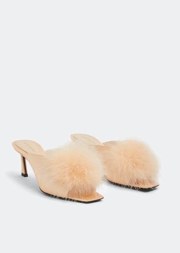 Saint Laurent Paris o1b1hav111224 Mae Mules in Beige Size US 8 / IT 38 - 2 Thumbnail