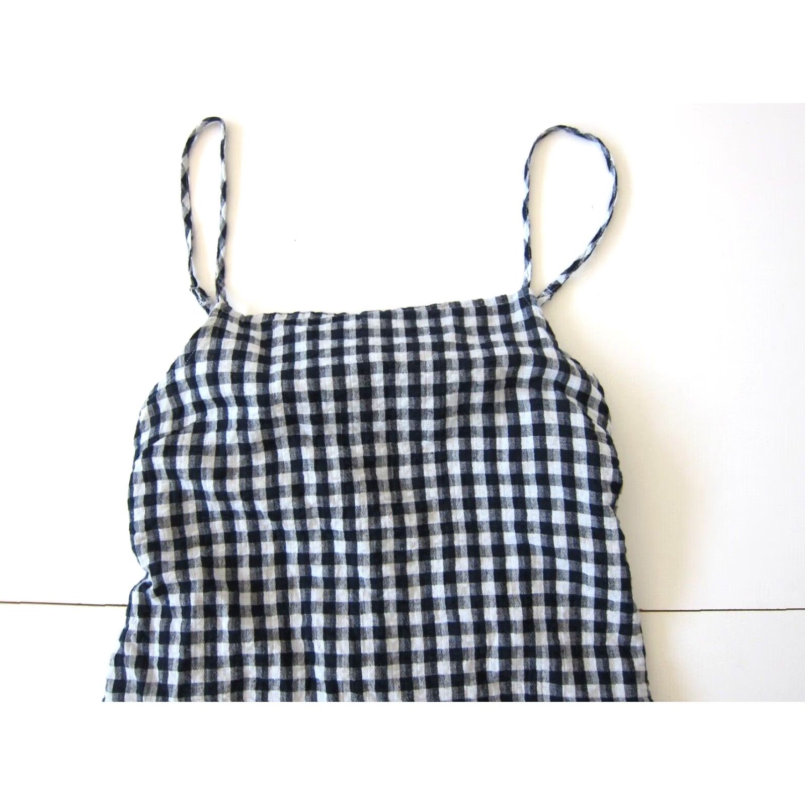 American Eagle Outfitters VINTAGE American Eagle Outfitters Cotton Linen Blue White Plaid Spaghetti Strap Tunic Slip Dress M Size M / US 6-8 / IT 42-44 - 3 Thumbnail