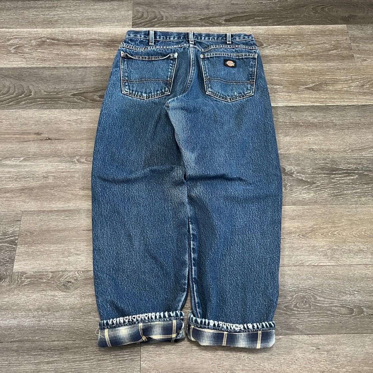 Pre-owned Dickies X Vintage Y2k Dickies Flannel Lined Wide Leg Jeans Essential In Blue