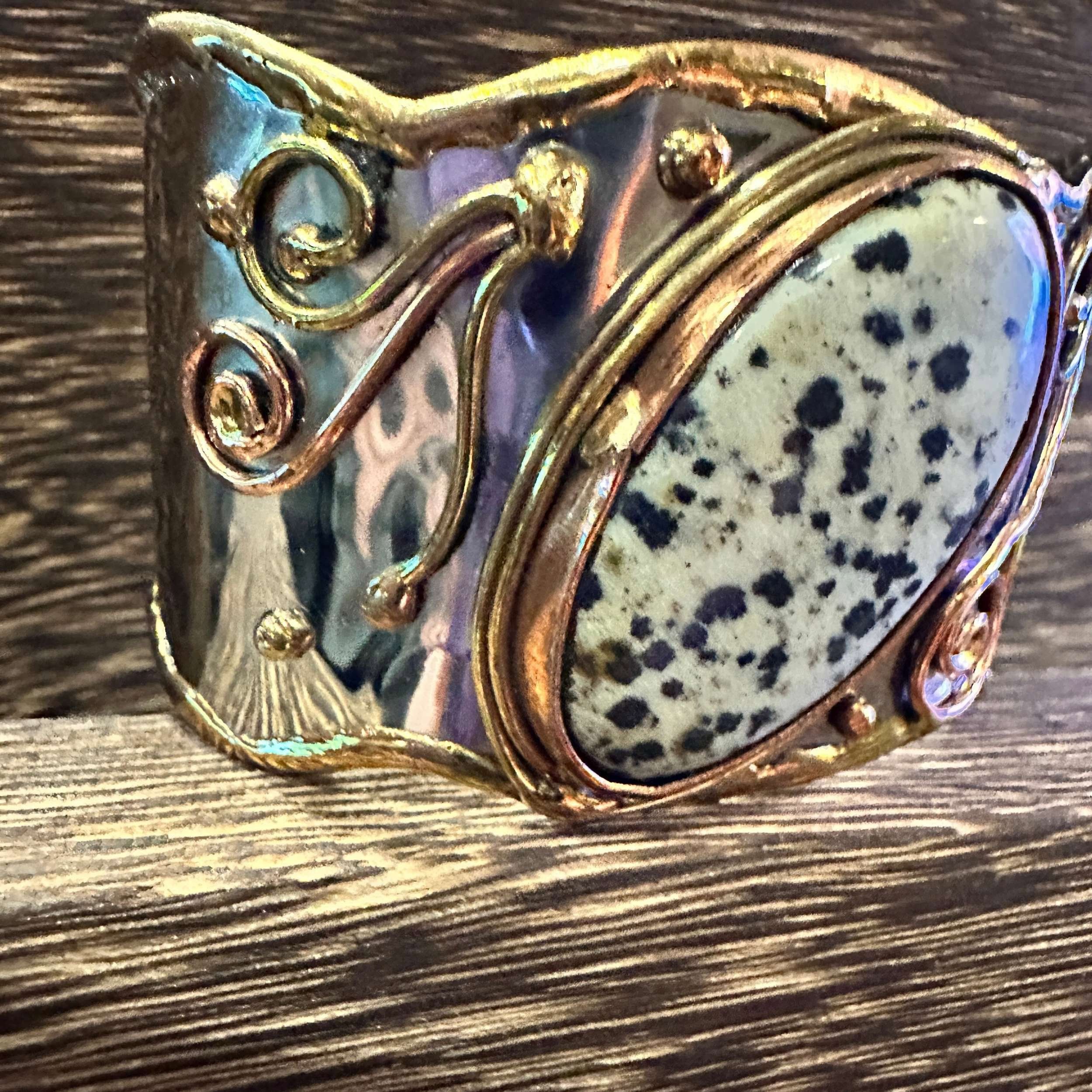 Other Unique Adjustable Cuff Bracelet with Dalmation Jasper and Mi Size ONE SIZE - 6 Thumbnail