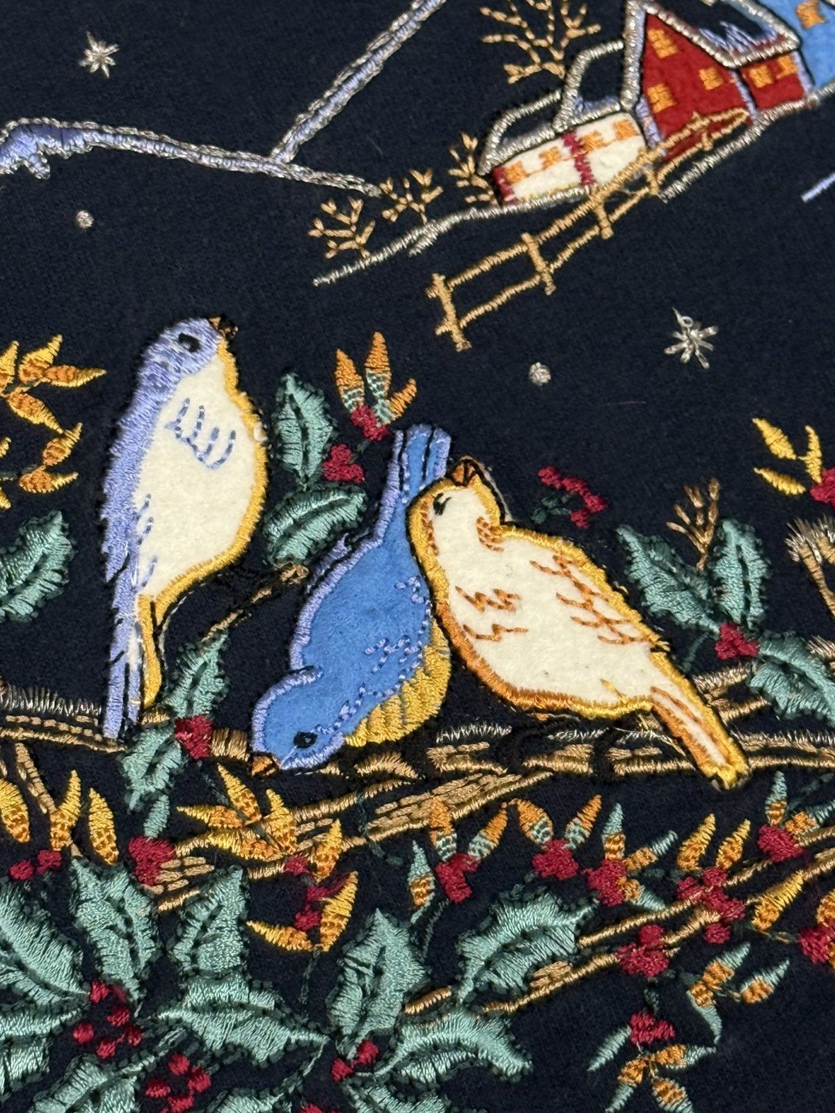 Vintage Vintage Double Neck Winter Embroidered Bird Sweatshirt Small Size US S / EU 44-46 / 1 - 4 Thumbnail