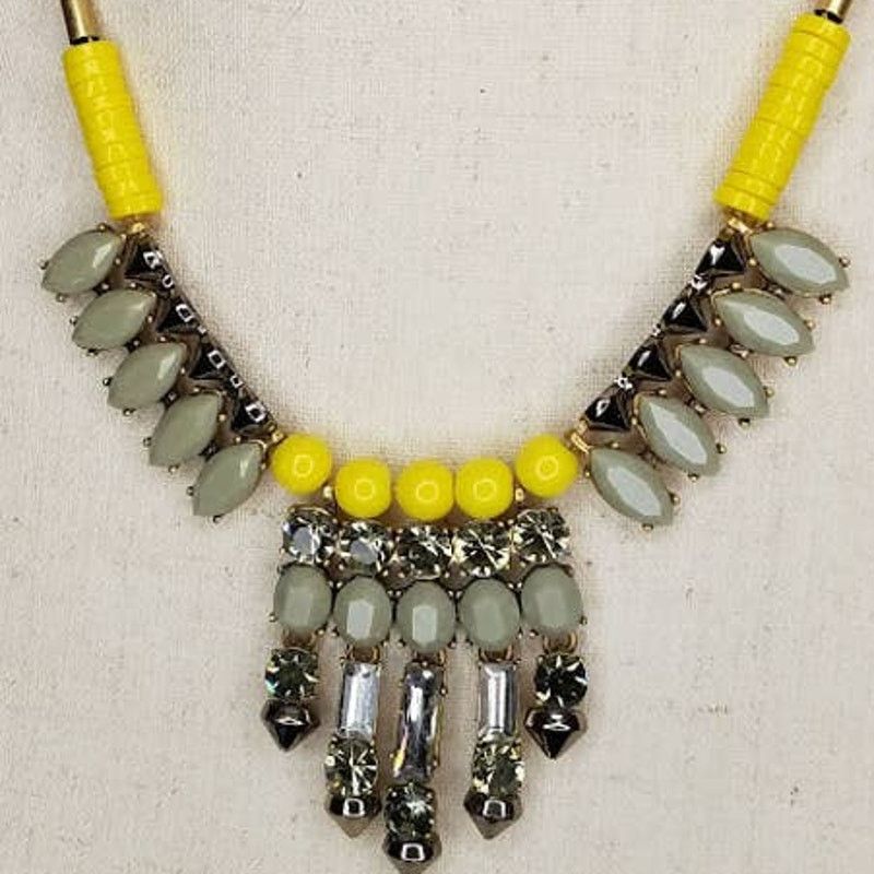 J.Crew Colorful Statement Yellow and Gray Crystal J.Crew Necklace Size ONE SIZE - 3 Thumbnail