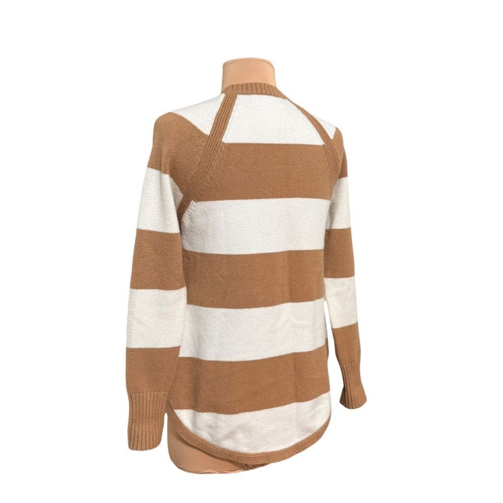 Anthropologie Anthropologie Striped Sweater XS Camel Tan Ivory Cashmere Bl Size XS / US 0-2 / IT 36-38 - 6 Thumbnail