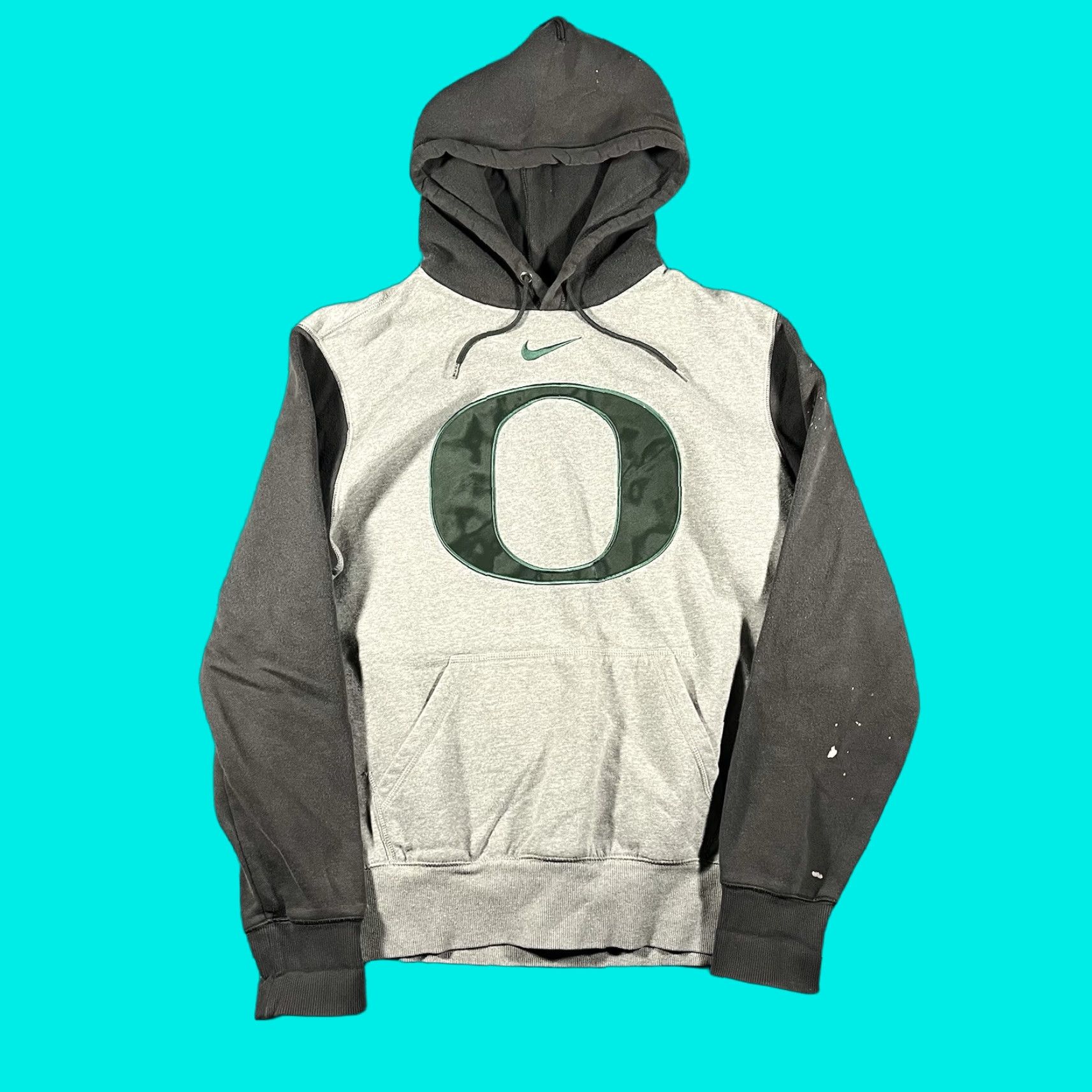 Nike VINTAGE Nike Oregon Ducks Hoodie Medium Grey Green Center Swoosh Logo College Sports Mens Size US M / EU 48-50 / 2 - 1 Thumbnail