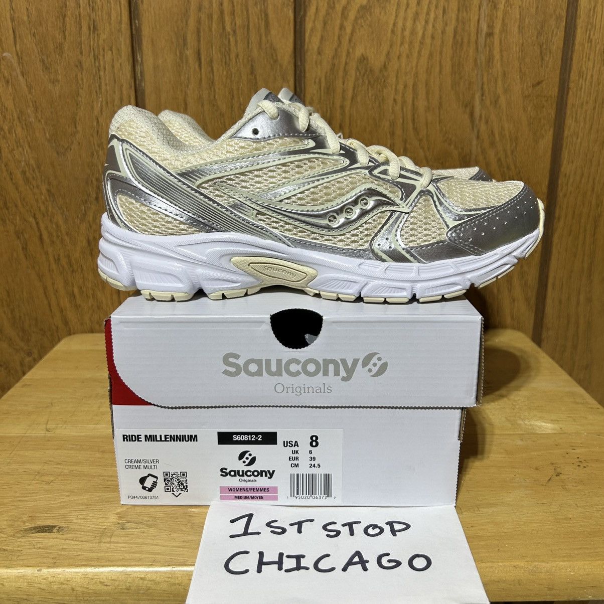 Saucony Saucony Ride Millennium Cream Silver Trainer S608122 8 NEW Size US 8 / IT 38 - 1 Thumbnail