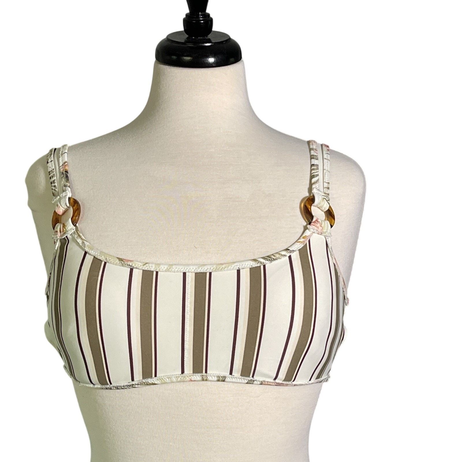 Abercrombie & Fitch Abercrombie & Fitch Bikini Top Medium Striped/Floral Padded Size ONE SIZE - 4 Thumbnail