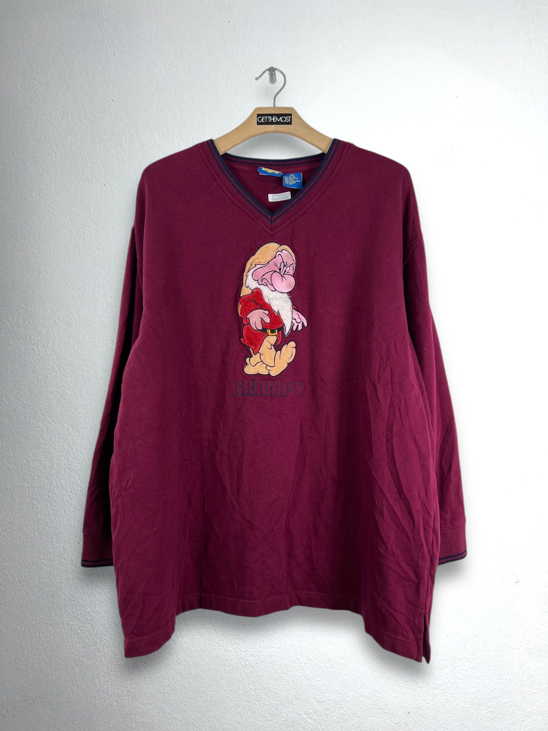 Disney VTG DISNEY Grumpy Dwarf Embroidery Sweatshirt (XL) GTMP372 Size US XL / EU 56 / 4 - 1 Thumbnail