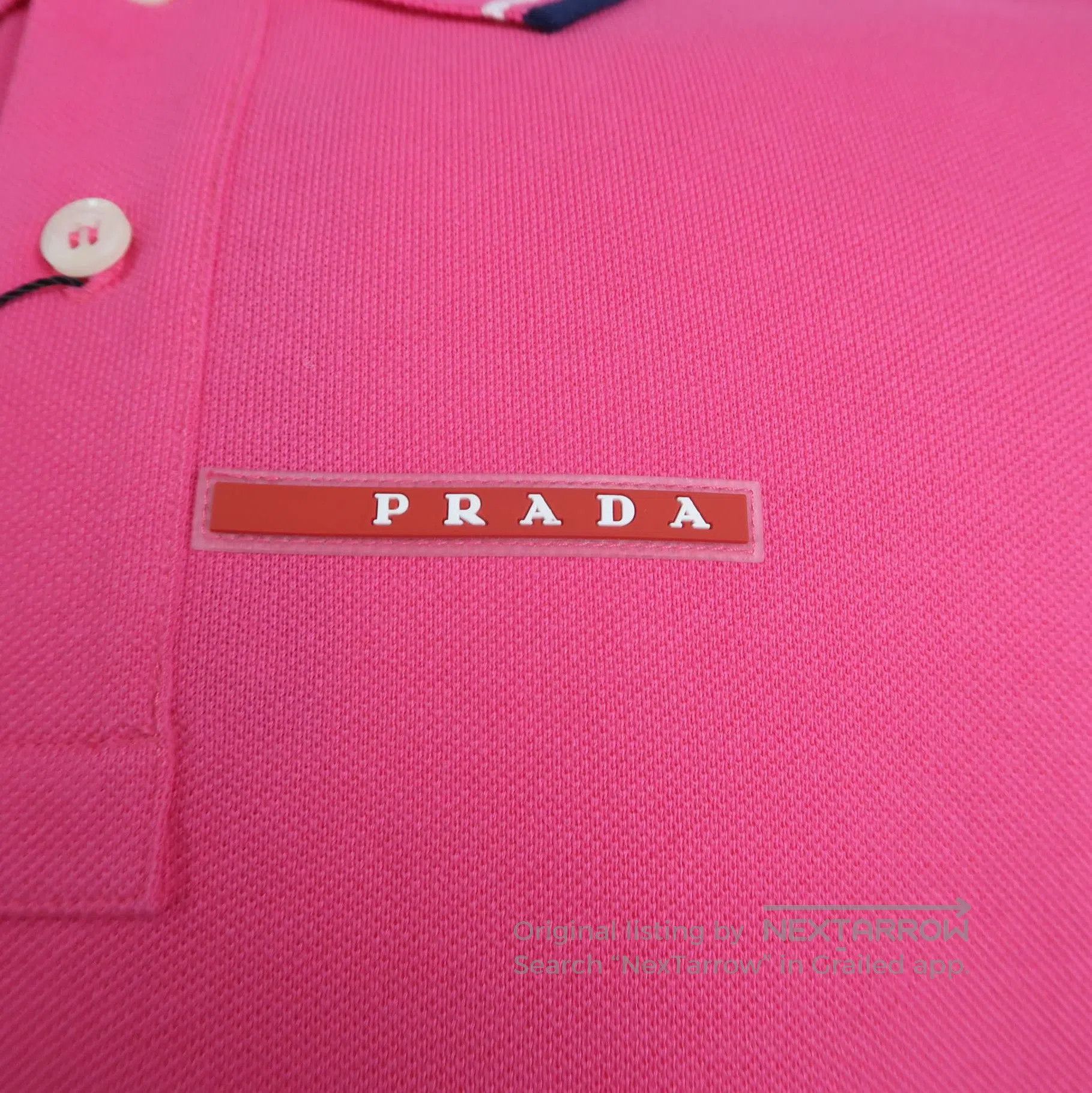Prada Prada Cotton Logo Polo Shirt in Pink . Size M / US 6-8 / IT 42-44 - 2 Thumbnail