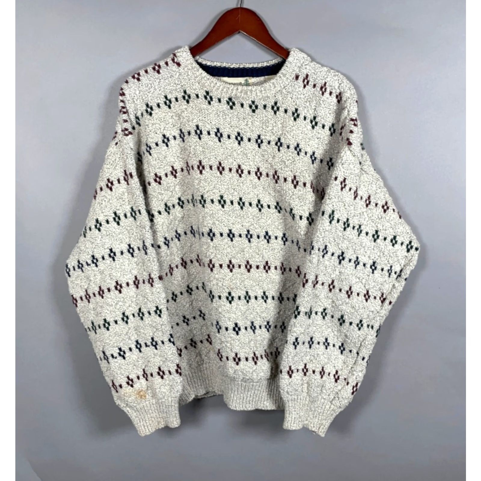 Vintage VINTAGE Fieldmaster Chunky-Knit Geometric Pattern Sweater Adult Large Light Gray Cotton 90s Mens Size US L / EU 52-54 / 3 - 2 Thumbnail