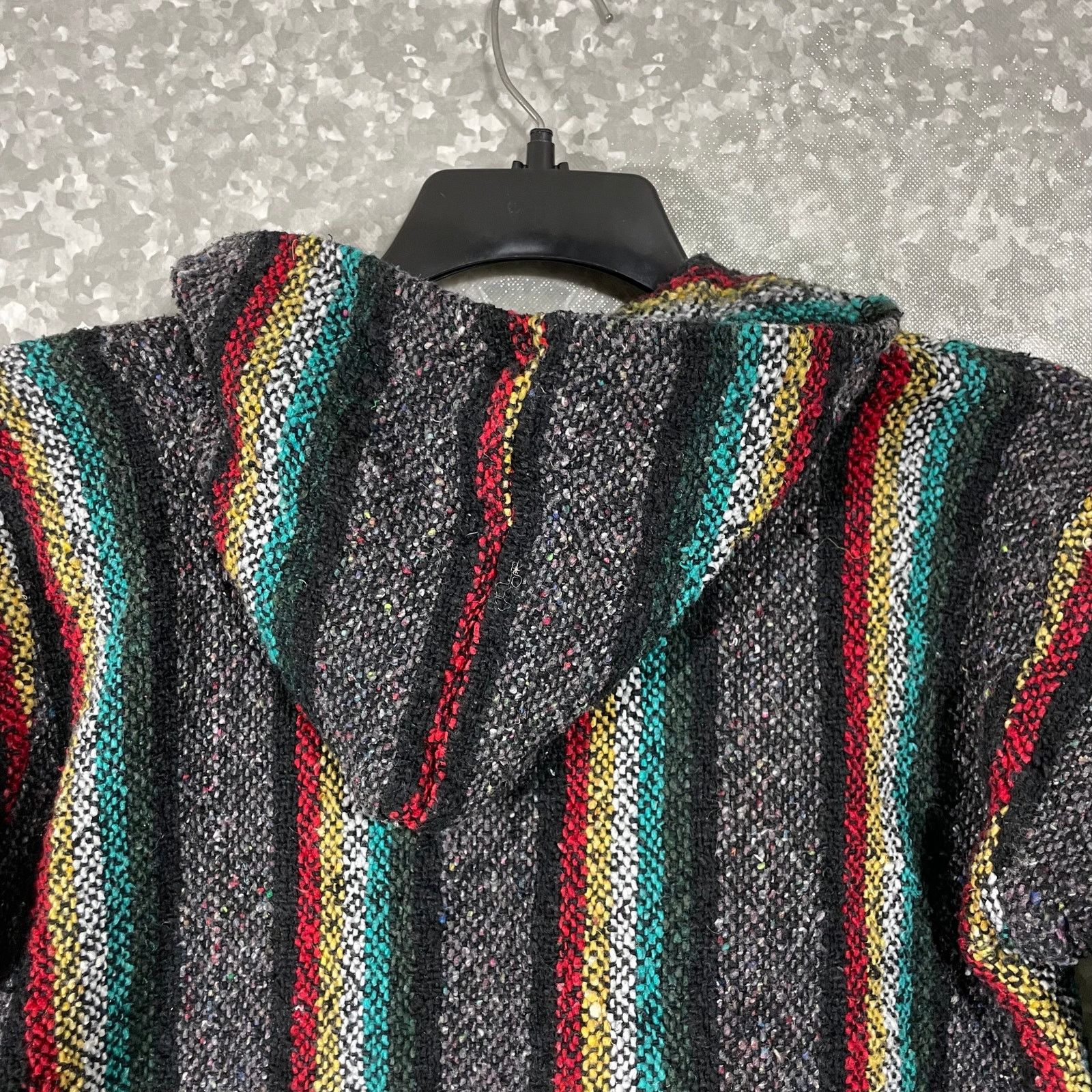 Franks Frank's Gray & Black Striped Baja Mexican Hoodie - Small Size US S / EU 44-46 / 1 - 5 Thumbnail
