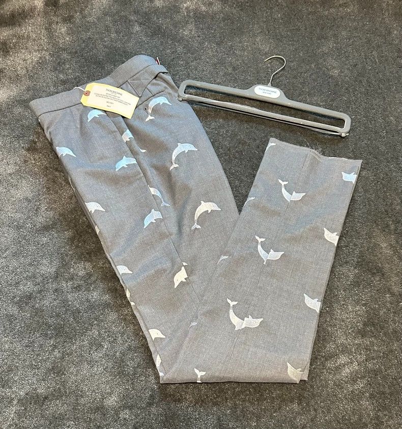 Thom Browne Thom Browne Dolphin Embroidered Suit Pants-dmc Size US 26 / EU 42 - 1 Thumbnail