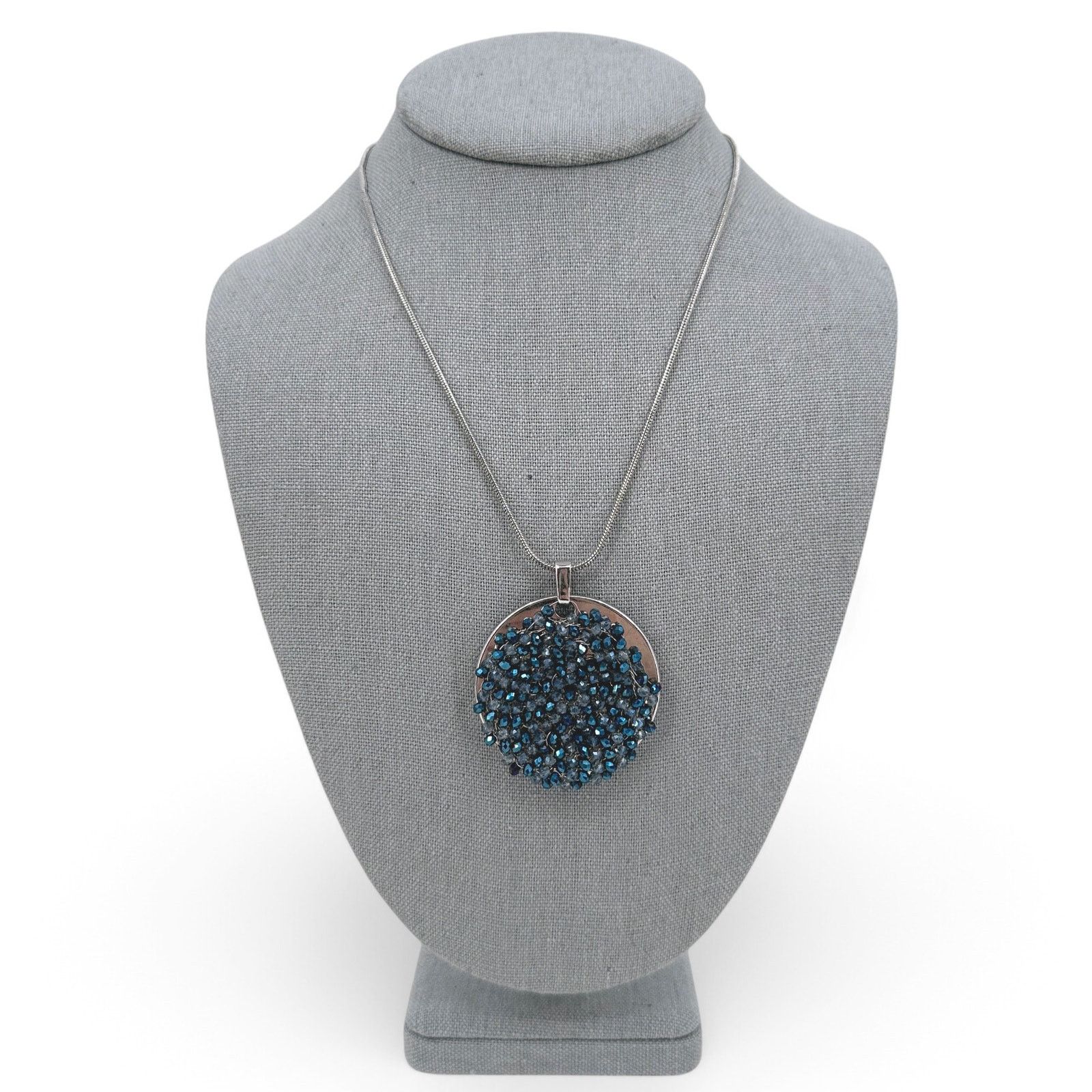 Kenneth Cole Kenneth Cole Crystal Beaded Disc Pendant Necklace Blue Size ONE SIZE - 2 Thumbnail