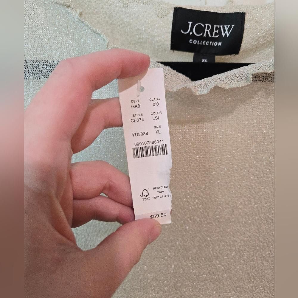 J.Crew J CREW Collection Sheer Metallic Boatneck Top Size M / US 6-8 / IT 42-44 - 5 Thumbnail