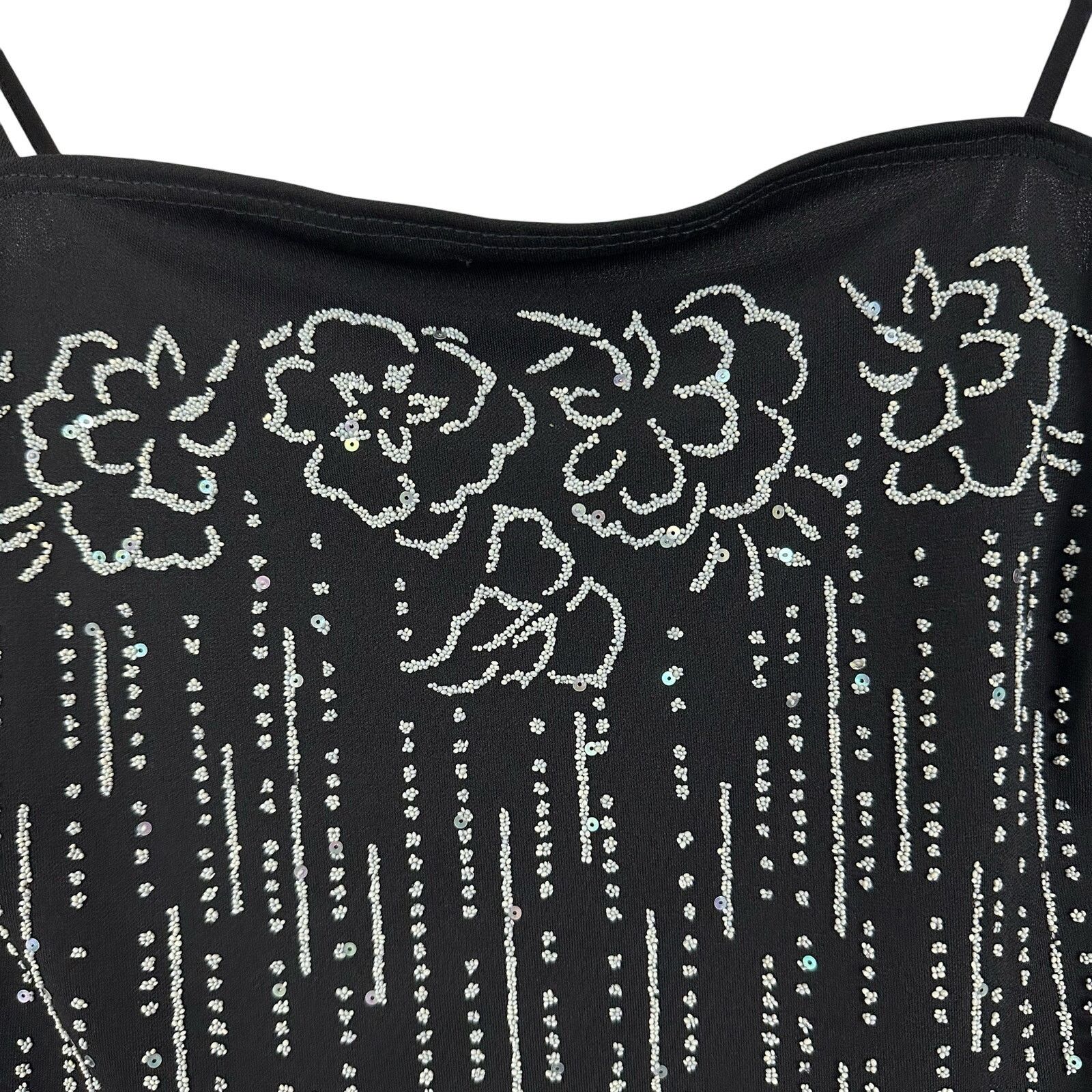 Vintage 90s Vntg Taboo Sequin Black Ruffle High Low Slip Dress Lg Size L / US 10 / IT 46 - 4 Thumbnail
