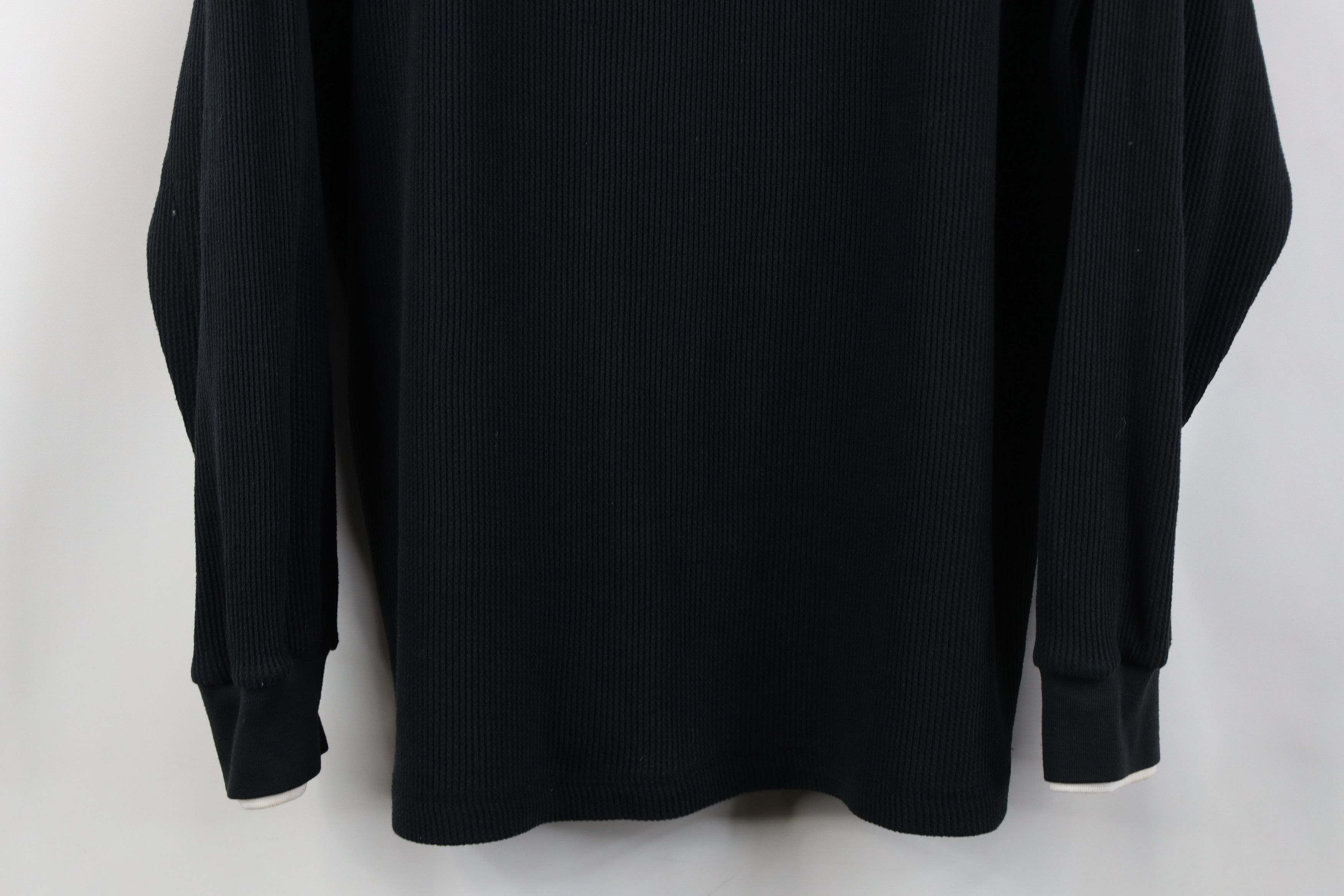 Vintage Vintage 90s Streetwear Waffle Knit Henley T-Shirt Black Size L / US 10 / IT 46 - 3 Thumbnail
