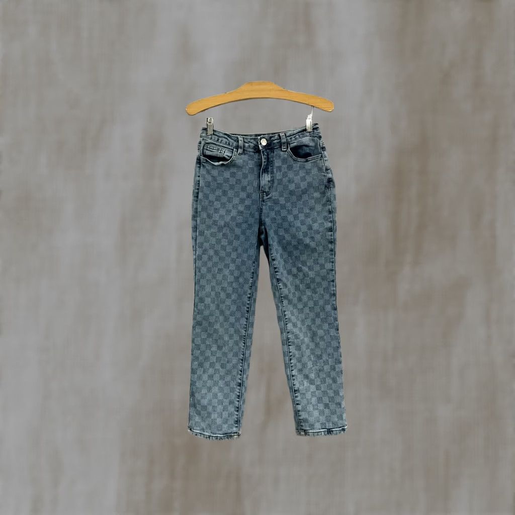 Vintage rue21 Checkered Pattern Jeans Women's Size 2 25 in Inseam 26 Casual Denim Button Zip Light Blue Multiple Pockets Regular Pant Womens Jeans Size 42" / US 20 - 1 Thumbnail