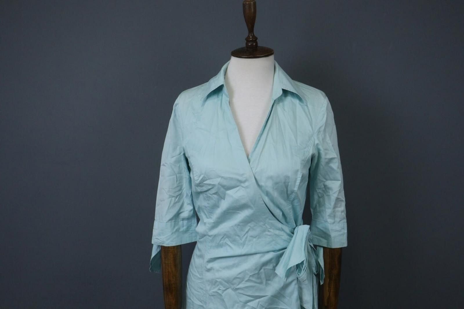 Polo Ralph Lauren Laurel Blue 100% Cotton Collared Belted Wrap Dress Size 36 Size M / US 6-8 / IT 42-44 - 2 Thumbnail