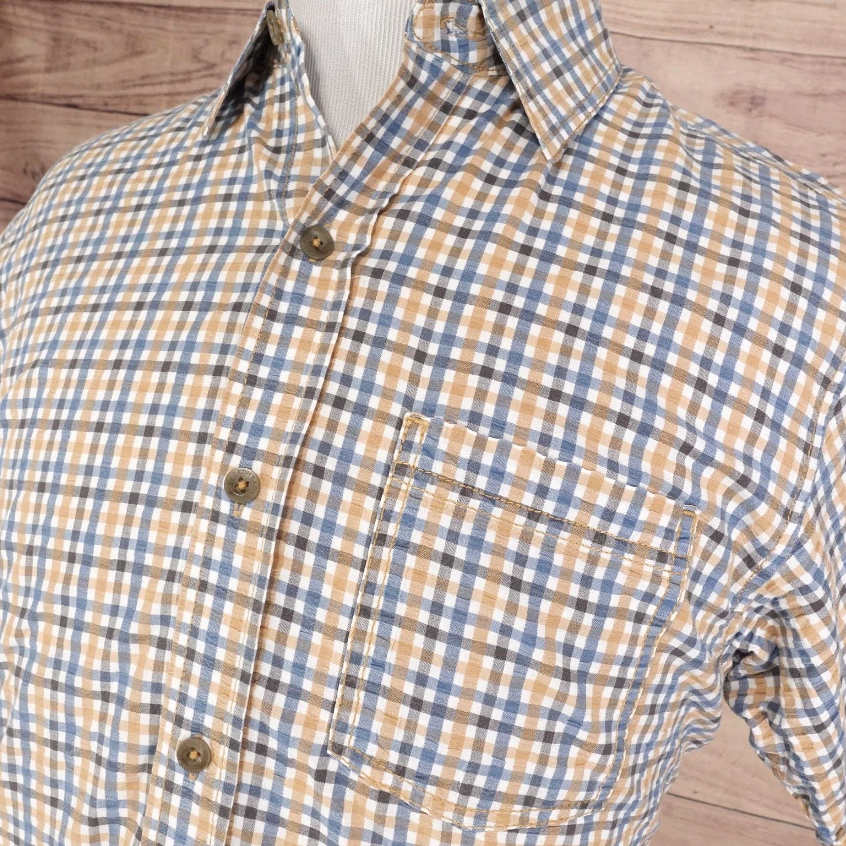 Vintage RedHead Shirt Men’s Medium Beige Plaid Button-Up Short Sleeve Casual Pocket Outdoor Size US M / EU 48-50 / 2 - 2 Thumbnail