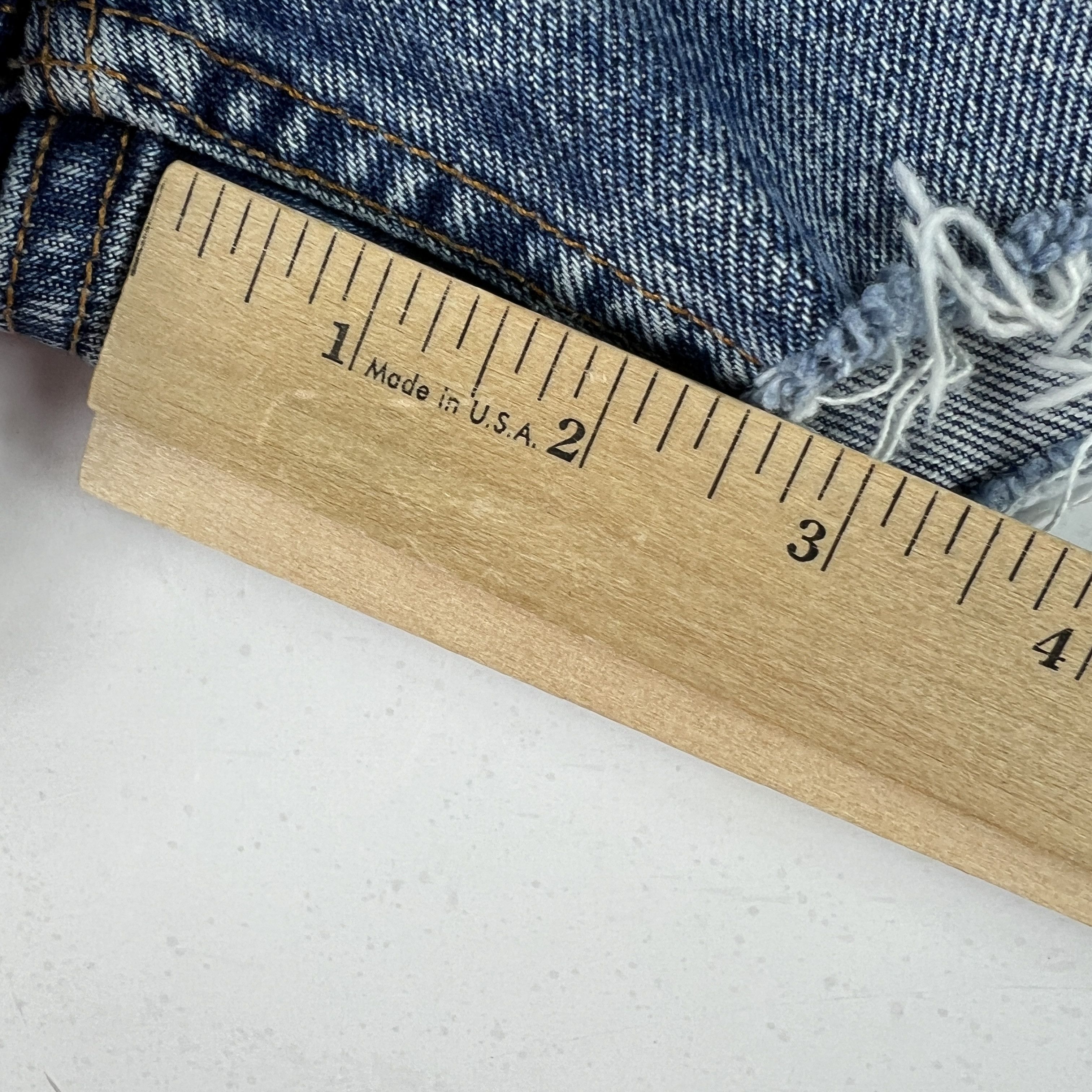 Levi's × Vintage Y2K Levi's Jean Shorts Blue Whiskers Cut Off Denim Jorts Size US 33 - 13 Thumbnail