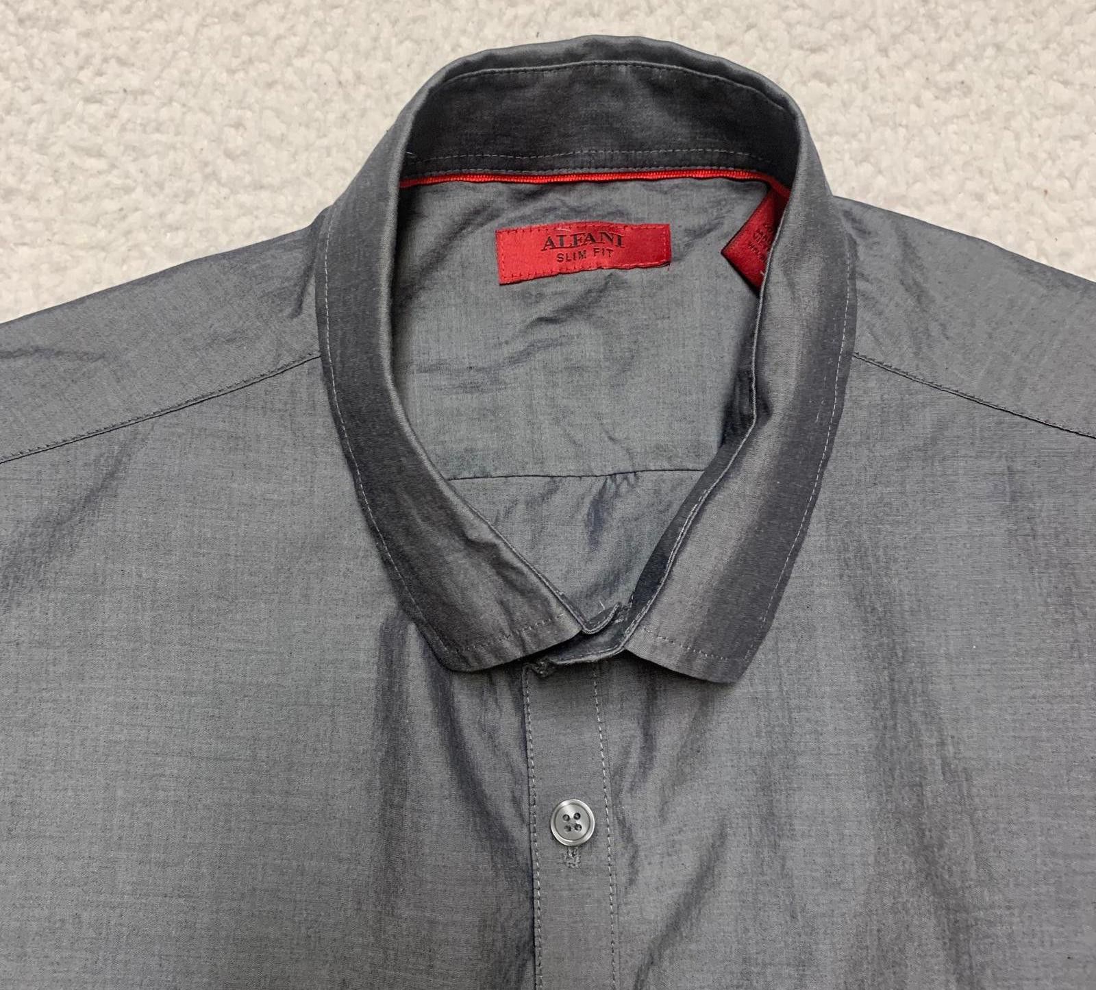 Alfani Alfani Men's Large Gray Slim Fit Short Sleeve Shirt Size US L / EU 52-54 / 3 - 11 Thumbnail
