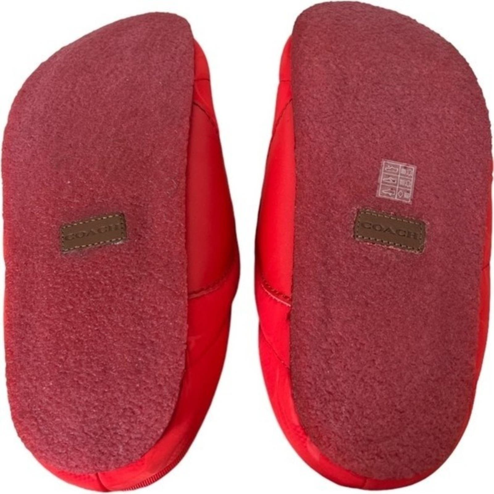 COACH Miami Red Rachelle Monogram Quilted Slippers, US6.5B