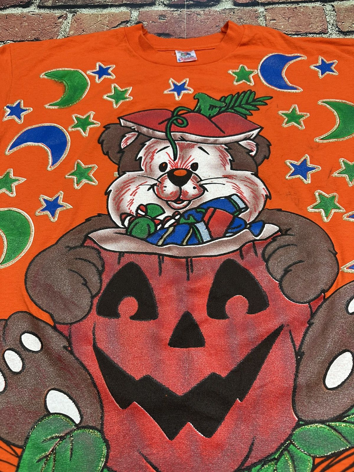 Fruit Of The Loom Vintage 90s Halloween Bear FREEZE All Over Print T-Shirt Size US XL / EU 56 / 4 - 3 Thumbnail