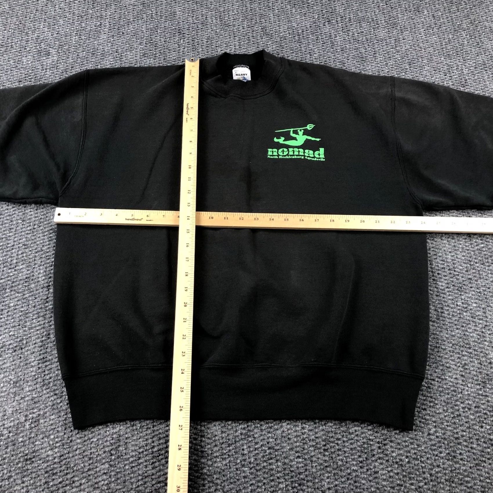 Fruit Of The Loom VINTAGE Nomad Swim Team Sweatshirt XL Black 90s Crewneck Pullover Fruit of the Loom Mens Distressed Grunge Double Sided Graphic US Made Size US XL / EU 56 / 4 - 4 Thumbnail