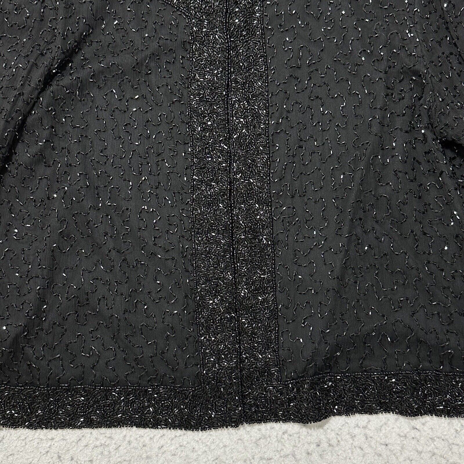 Vintage Vintage Stenay Medium Silk Bead Blazer Black Evening Jacket Size M / US 6-8 / IT 42-44 - 5 Thumbnail