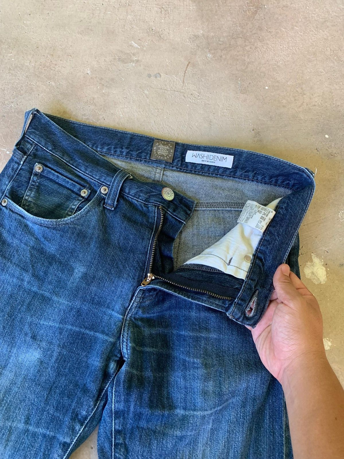Japanese Brand Back Number Washi Denim Distressed Jeans Size US 29 - 5 Thumbnail