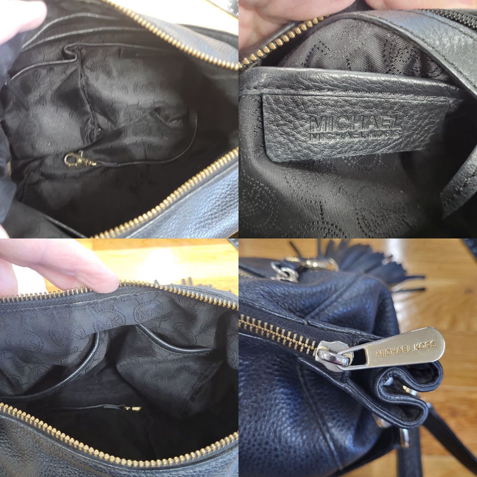 Vintage Michael Kors Pebbled Leather Purse Black Hobo Handbag Crossbody Strap Leather MK Bag Size ONE SIZE - 11 Thumbnail