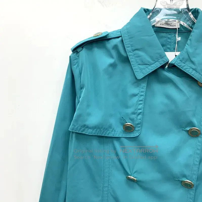 Versace Versace Aqua Polyester Women's Trench Coat . Size XXS / US 00 / IT 34 - 2 Thumbnail