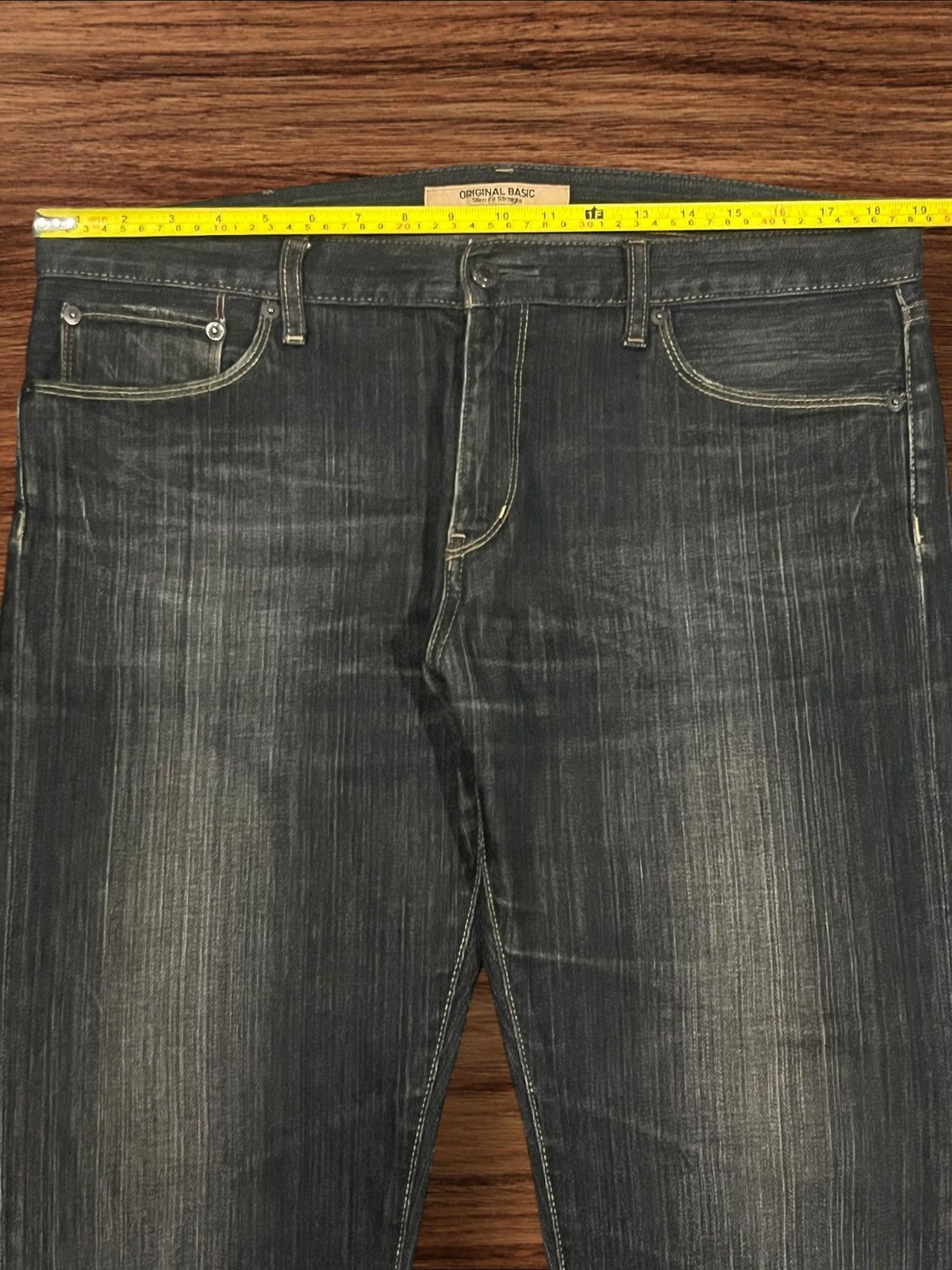 Japanese Brand × KMRii × Le Grande Bleu (L.G.B.) ⚡️Insane 90s⚡️Japan Uniqlo Black Wash Slim Fit Straight Jeans Size US 37 - 11 Thumbnail