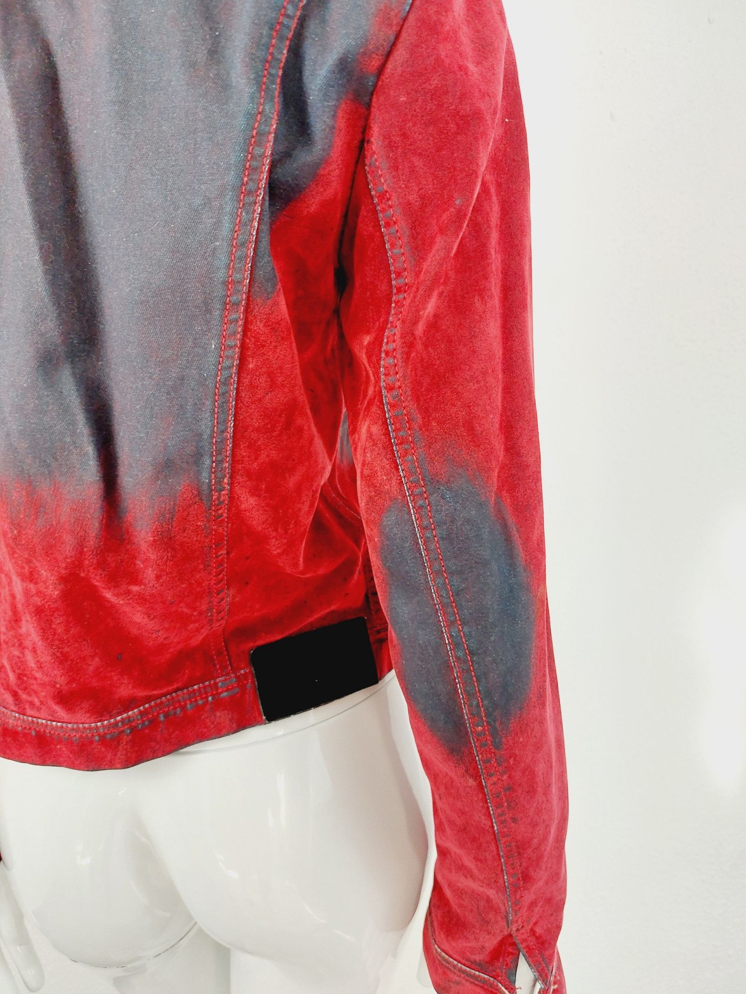 plein sud Plein Sud Red Blood Velvet Shadow Tar Denim Jacket Size M / US 6-8 / IT 42-44 - 17 Thumbnail