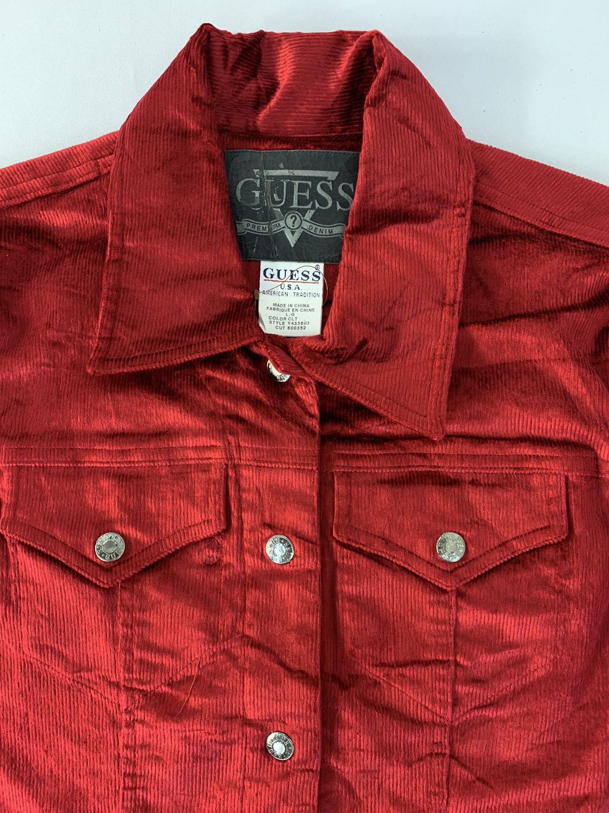 Guess Hype 90s Guess Usa Red Corduroy Glamorous Shirt Western Day Size S / US 4 / IT 40 - 3 Thumbnail