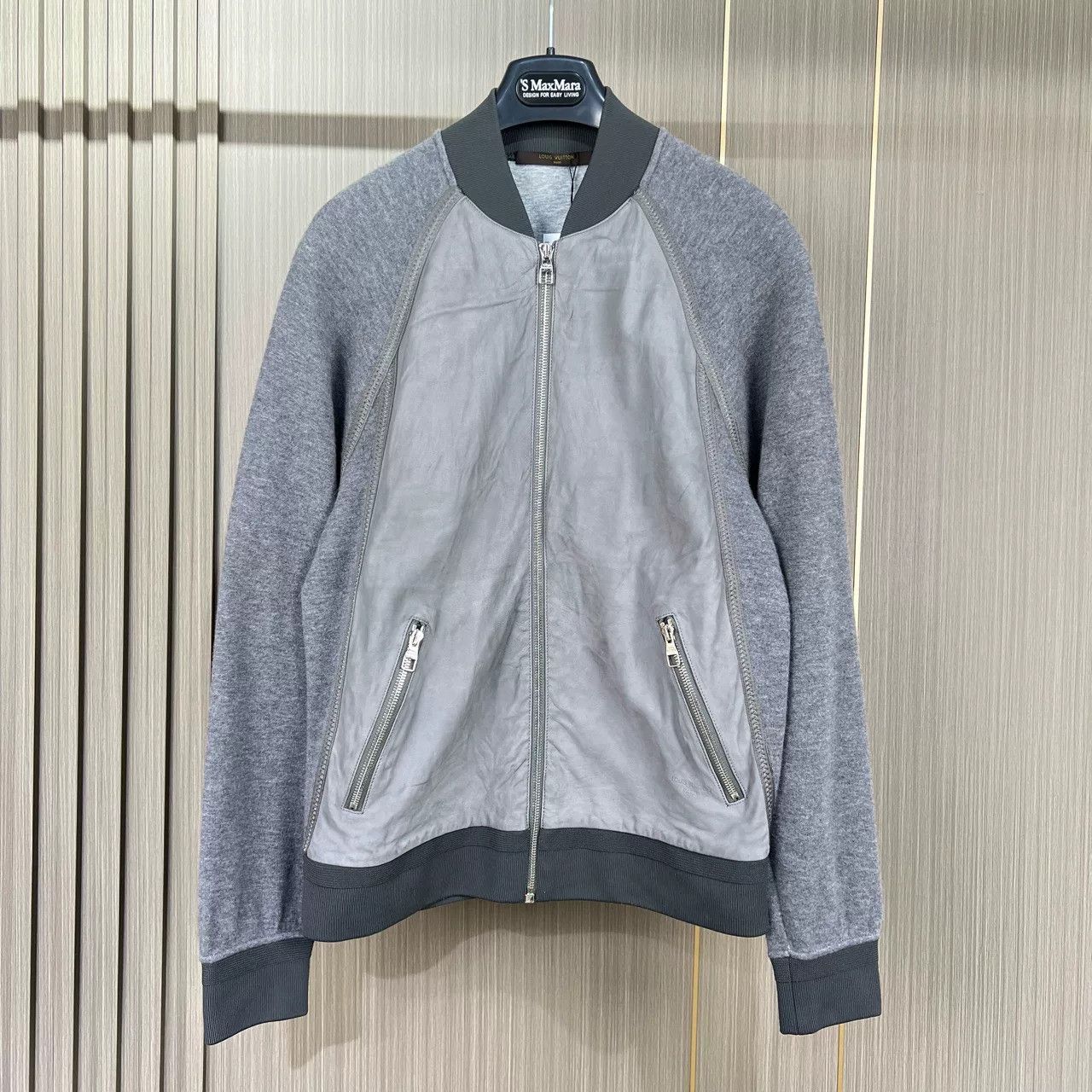 Louis Vuitton Wool Leather Patchwork Zip Jacket