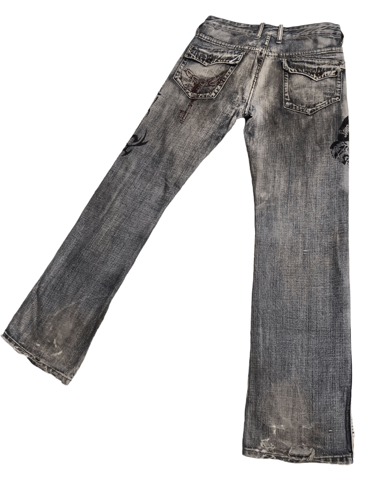 semanticdesign Semantic Design Tribal Tattoo Distressed Flare Denim Size US 30 / EU 46 - 3 Thumbnail
