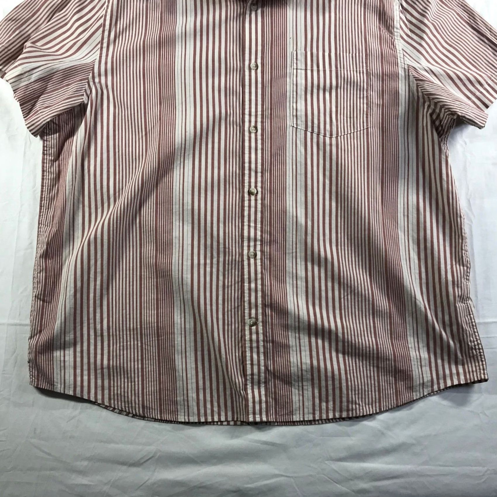 Banana Republic Banana Republic Men Big 2X Slim Short Sleeve Striped Button Down Shirt Red White Size US XXL / EU 58 / 5 - 7 Thumbnail