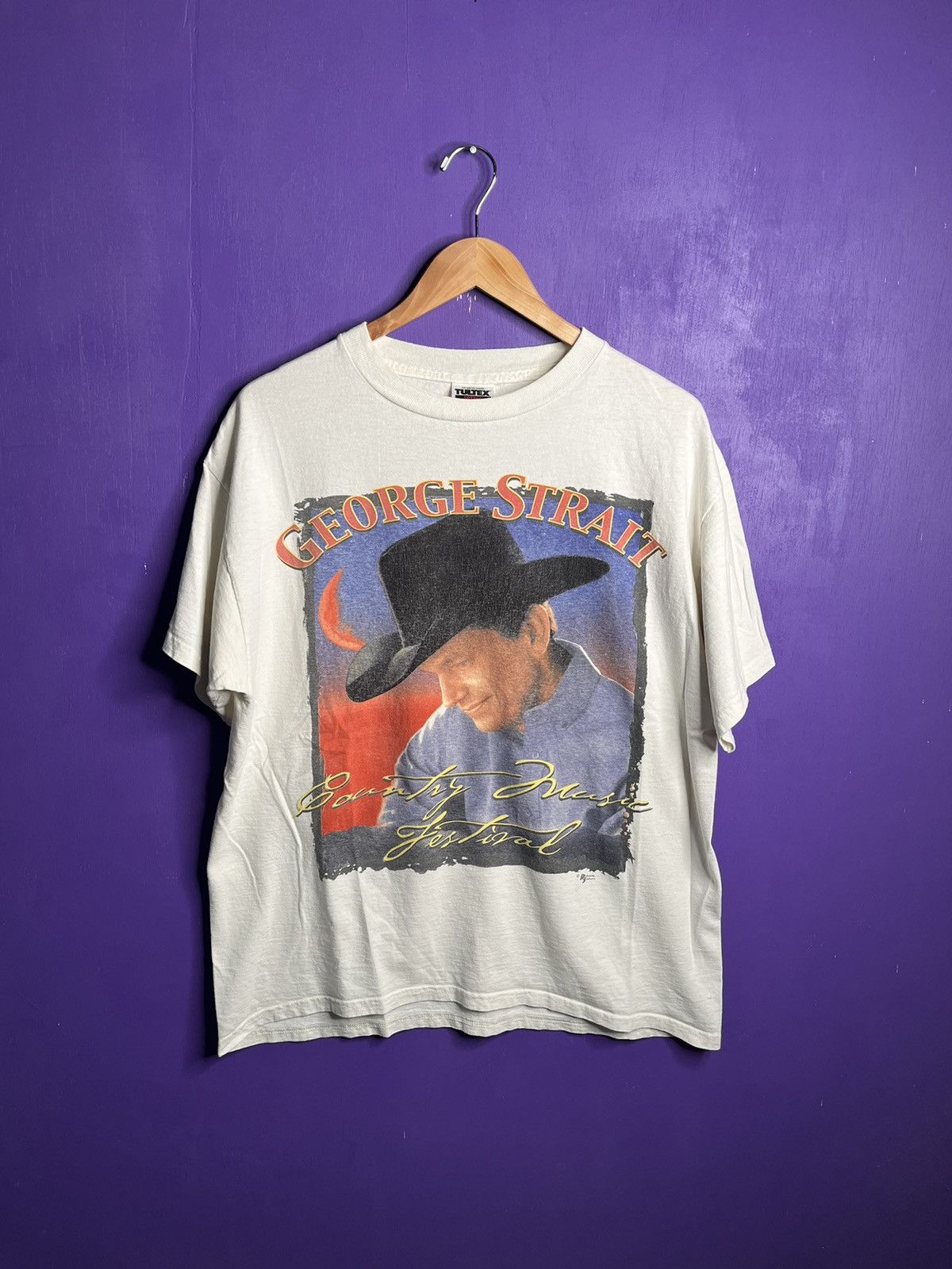 Band Tees × Vintage Vintage 90s George strait colorful face tour t