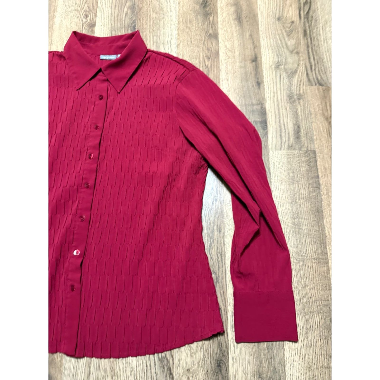 Apt. 9 APT. 9 Shirt Women's Large Red Long Sleeve Button-Up Shirt Size L / US 10 / IT 46 - 4 Thumbnail