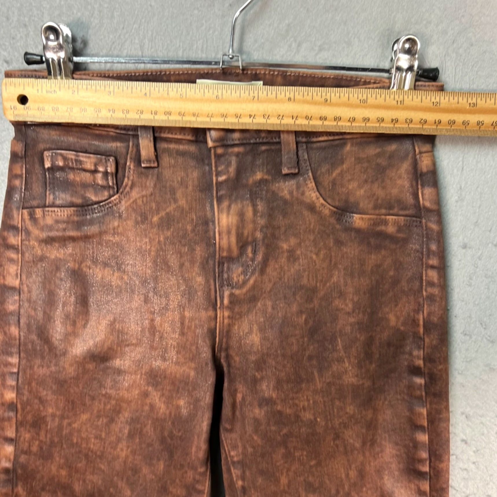 L'AGENCE VINTAGE L'AGENCE Jeans Flared Womens 23 Brown Faux Leather Distressed Look 5-Pocket Denim Size 40" / US 18 - 6 Thumbnail