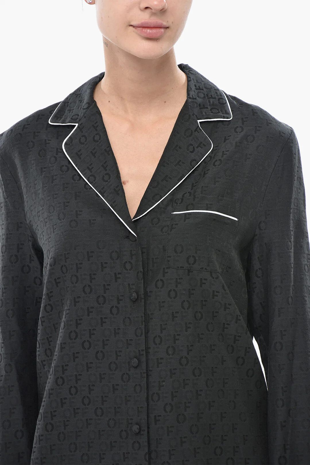 Off-White og1mm0426 Silk-Blend Jacquard Shirt in Black Size XS / US 0-2 / IT 36-38 - 3 Thumbnail