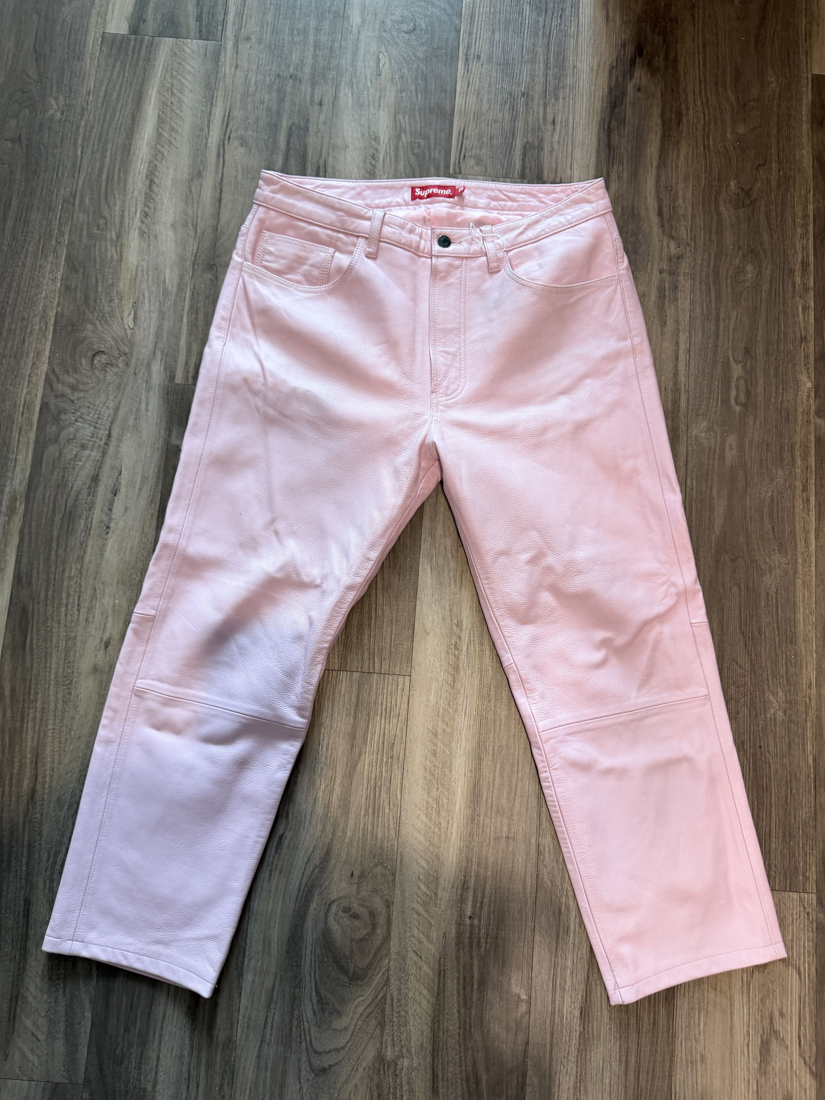 Supreme Supreme Leather 5-Pocket Jean Pink Size US 32 / EU 48 - 2 Thumbnail