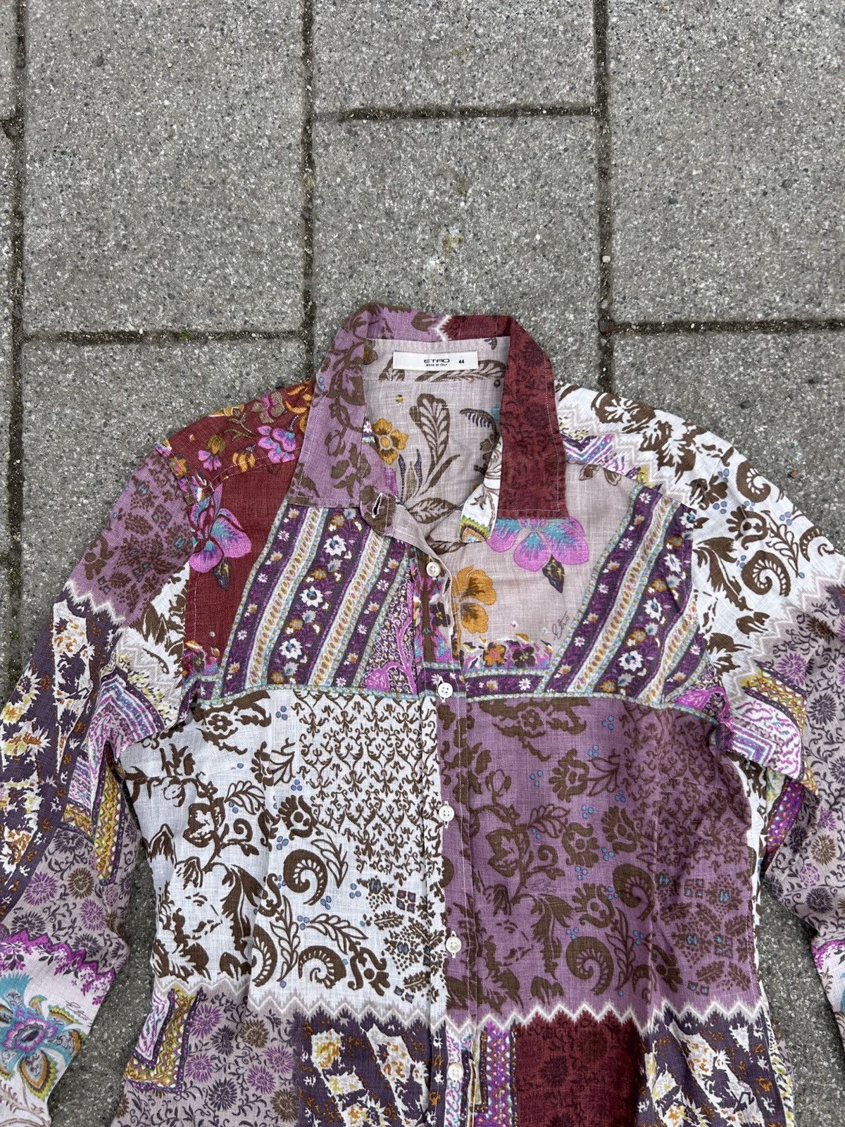 Etro Etro Luxury Paisley Patchwork Linen Blouse Luxury Shirt Size M / US 6-8 / IT 42-44 - 4 Thumbnail