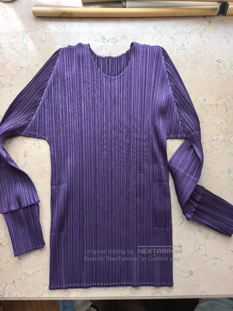 Issey Miyake Issey Miyake Purple Long Sleeve Top Size L / US 10 / IT 46 - 4 Thumbnail