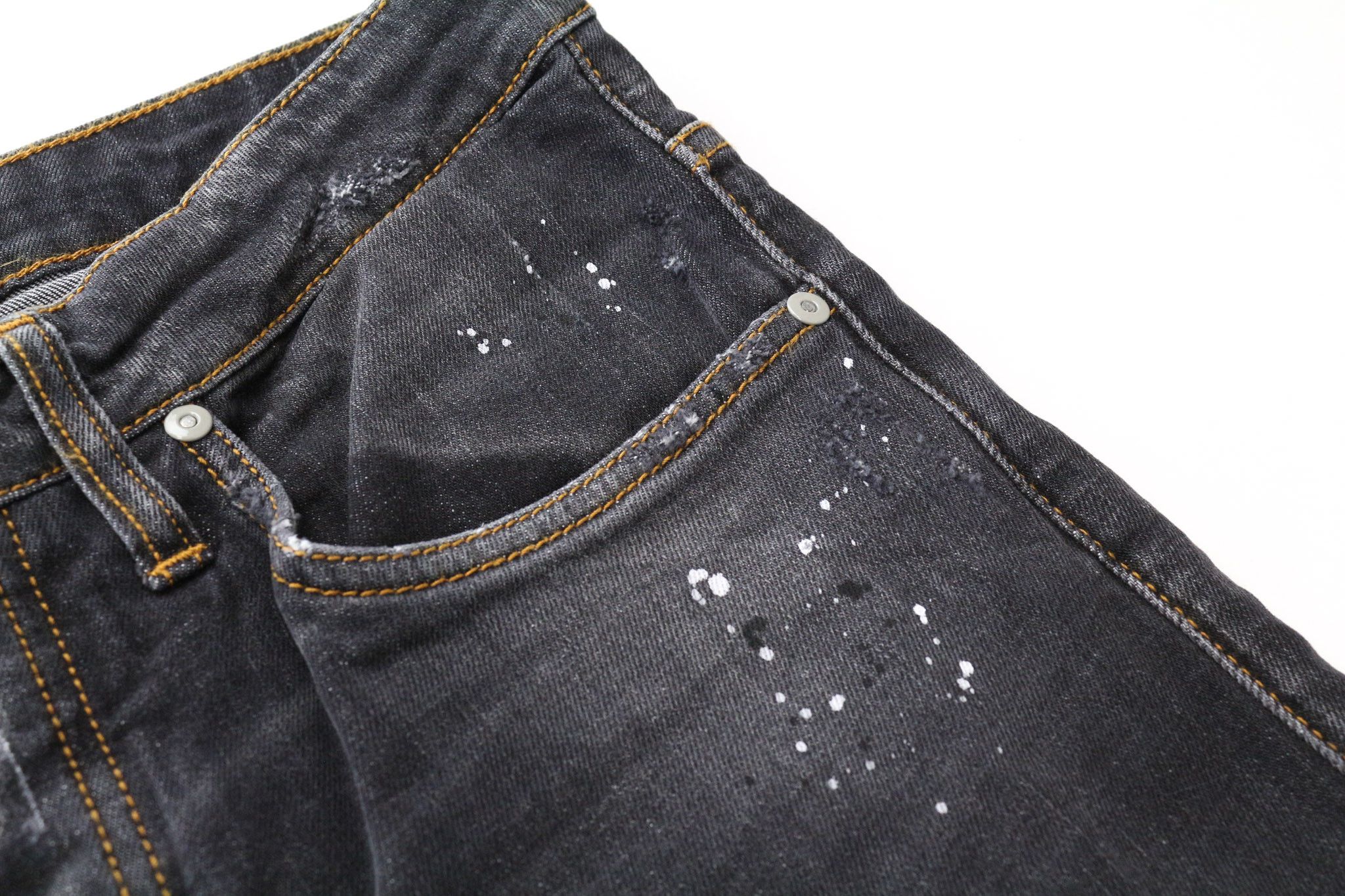 Takeshy Kurosawa W32 Dark Grey Cotton Stretch Slim Painted Jeans 75850 Size US 32 / EU 48 - 7 Thumbnail