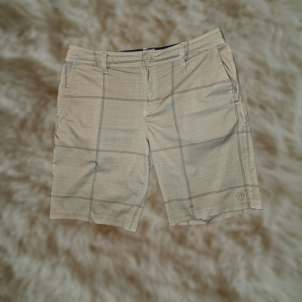 Hang Ten Hang Ten Board Shorts Men's 34 Beige Plaid Check Surf Beach Swimming Aloha Pockets Lightweight Drawstring Mens Size US 34 / EU 50 - 1 Thumbnail