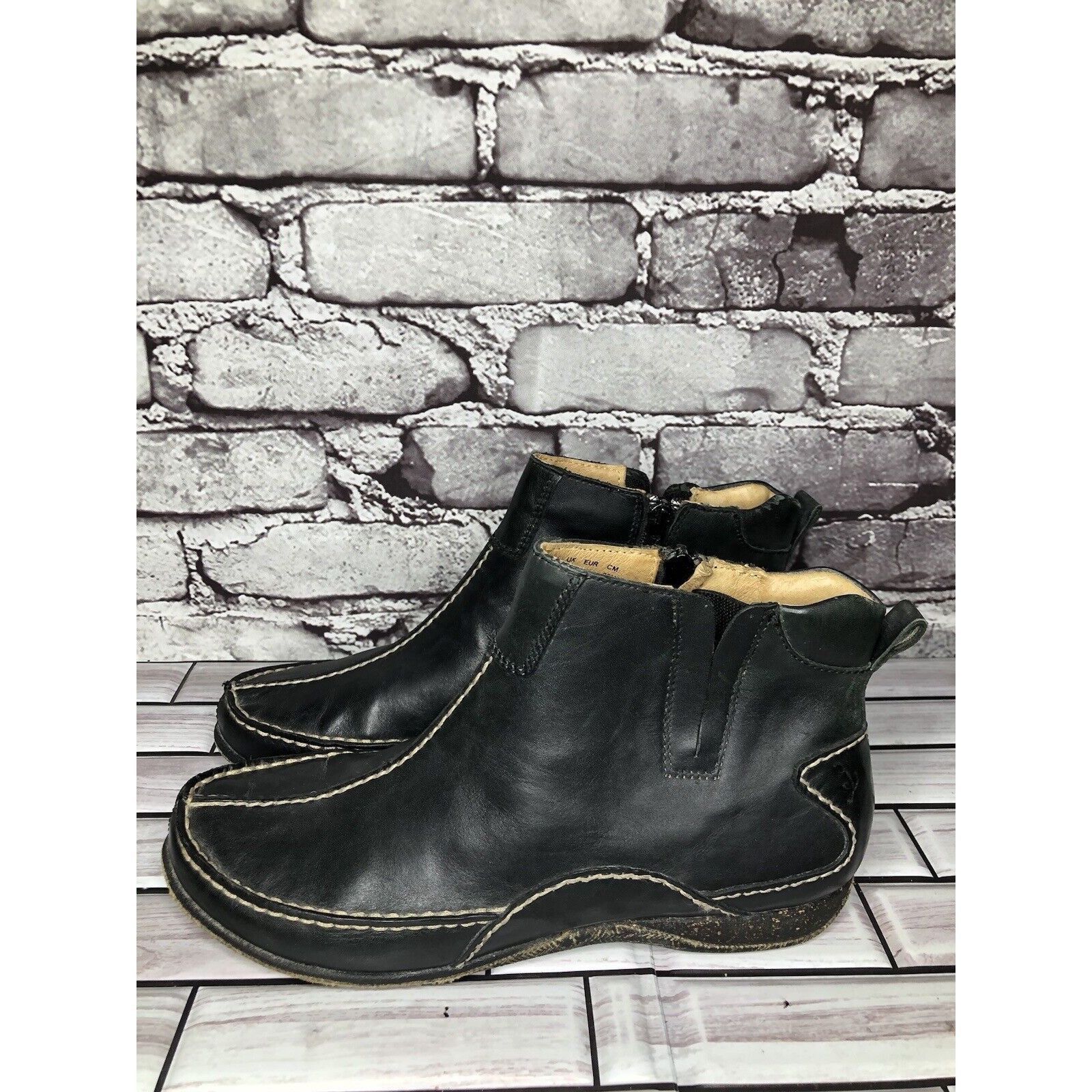 Hush Puppies Hush Puppies Black Leather Side Zip Casual Ankle Booties Wom Size US 8.5 / IT 38.5 - 3 Thumbnail