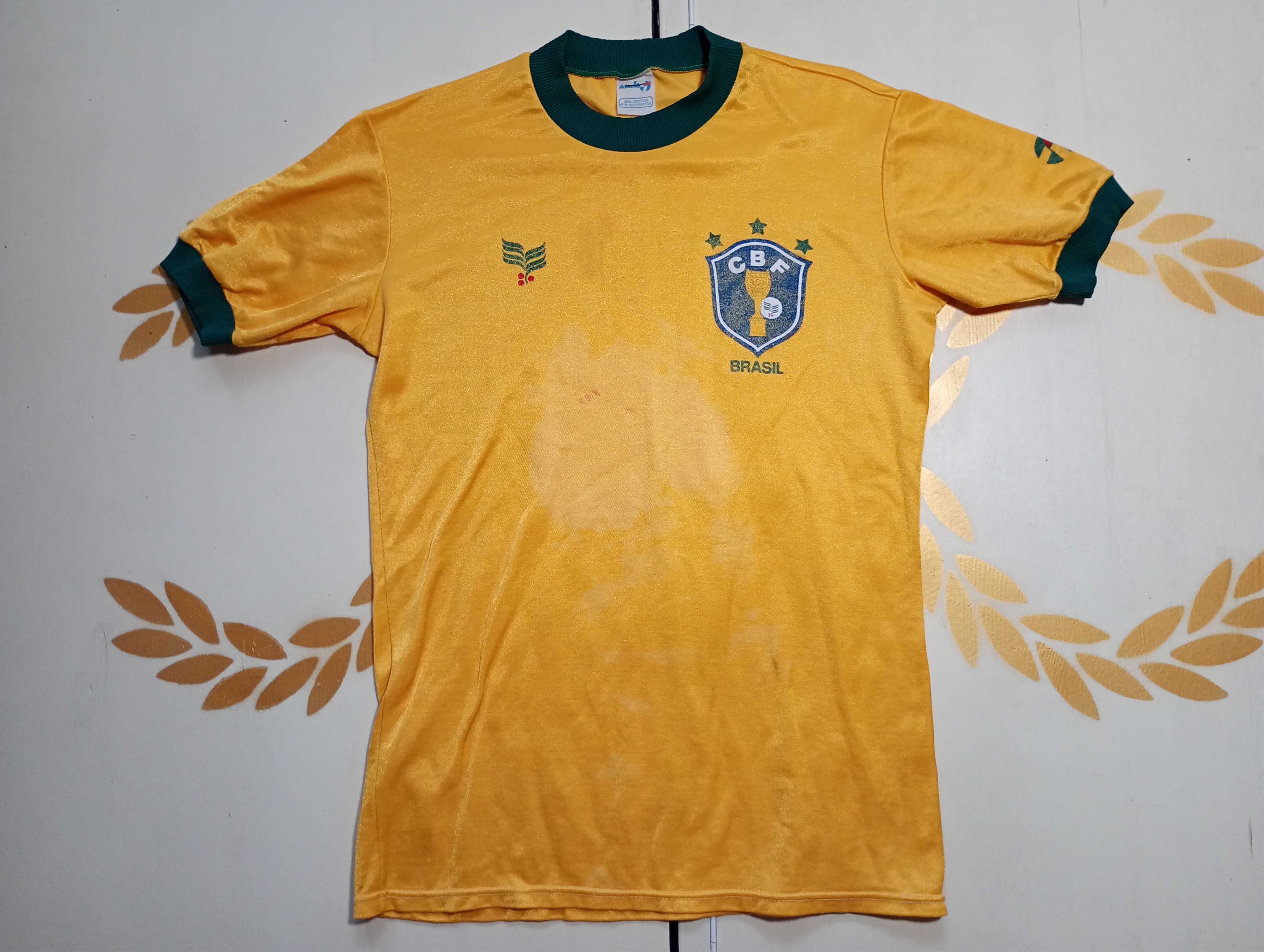 Vintage Aqatas Brazil Home Jersey World Cup 1982 Size US L / EU 52-54 / 3 - 2 Thumbnail